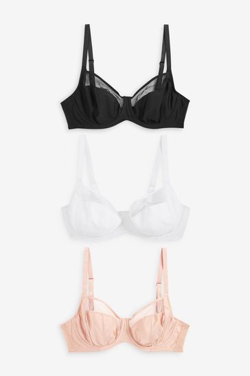 Black/White/Nude DD+ Non Pad Full Cup Bras 3 Packs