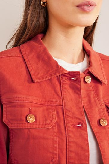 Buy Boden Red Cropped Casual Cotton Jacket from Next Luxembourg
