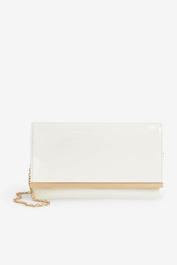 White patent hot sale clutch bag