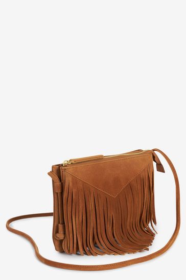 Leather fringe crossbody bag online