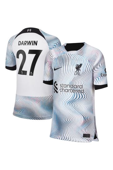 Nike White Darwin - 27 Liverpool FC 22/23 Third Stadium Football Shirt Kids
