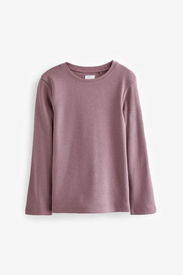 Lilac Purple 1 Pack Long Sleeve Ribbed Top (3-16yrs)