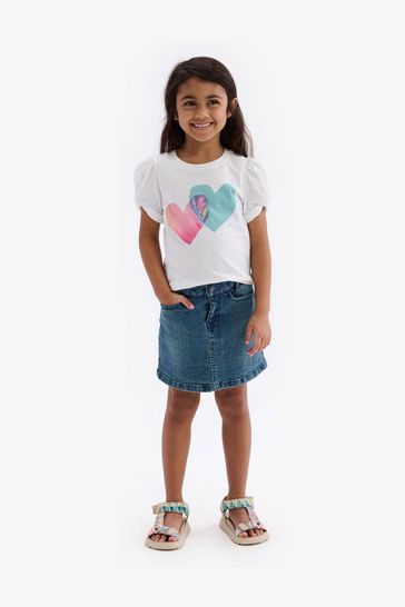 Hatley Spit Hearts White Twisted Sleeve T-Shirt