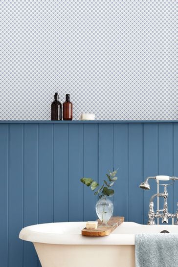 Dark Seaspray Blue Wickerwork Wallpaper Wallpaper