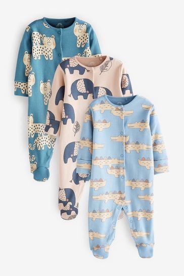 Blue Baby Sleepsuits 3 Pack (0mths-3yrs)