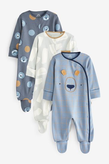 Blue Baby Sleepsuits 3 Pack (0-2yrs)