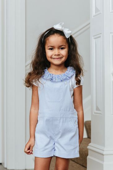 Trotters London Pale Blue Stripe Marnie Dungarees