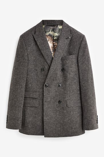 【お気にいる】 Grey Charcoal Buy Double from Jacket Suit Textured Breasted ジャケット・アウター