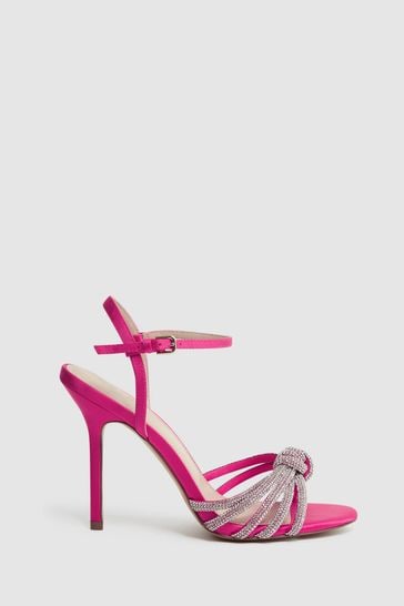 Reiss Pink Estel Embellished Heeled Sandals