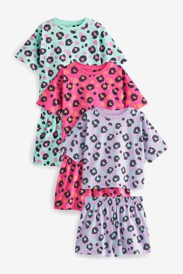 Turquoise/Pink/Lilac Short Pyjamas 3 Pack (3-16yrs)