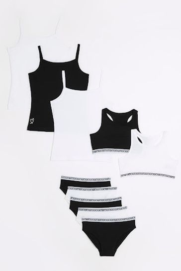 Buy River Island Black Girls Multipack of 10 Vest and Briefs from