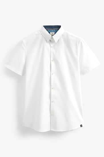 Buy White Stretch Oxford Short Sleeve Shirt from Next Ukraine
