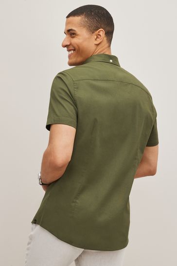 Short sleeve button up stretch hot sale