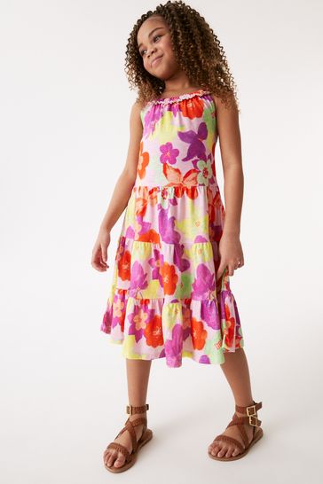 Bright pink 2024 floral dress