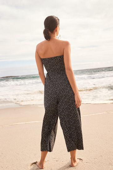 Buy Black White Bandeau Jersey Culotte Jumpsuit from Next Luxembourg
