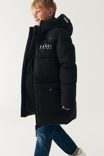 Baker by Ted Baker Shower Resistant Black Longline Coat