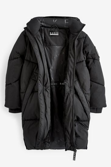 Buy Baker by Ted Baker Shower Resistant Longline Black Coat from