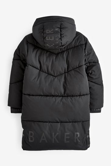 Buy Baker by Ted Baker Shower Resistant Longline Black Coat from