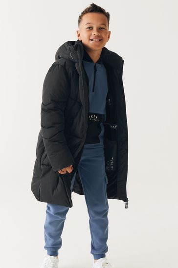 Buy Baker by Ted Baker Shower Resistant Longline Black Coat from