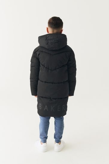 Buy Baker by Ted Baker Shower Resistant Longline Black Coat from Next USA