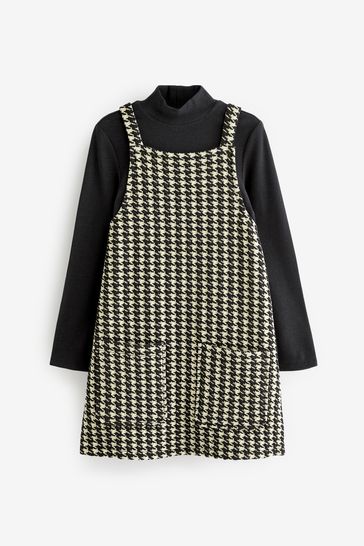 Buy Black White Jacquard Pinafore Dress And Top Set 3 16yrs from Next Luxembourg