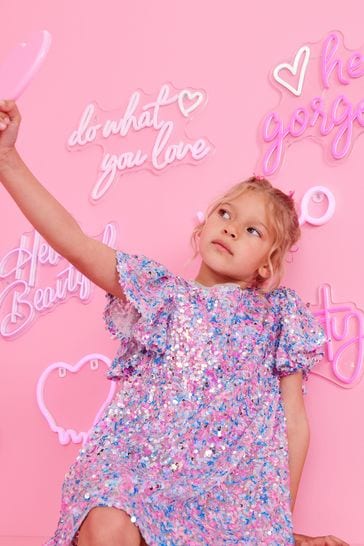 Pink and store blue sequin dress