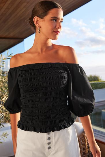 Gypsohila Jacquard Puff Shoulder (Black)