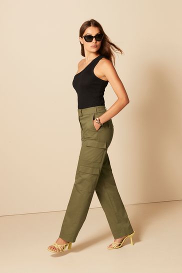 Next womens khaki trousers deals