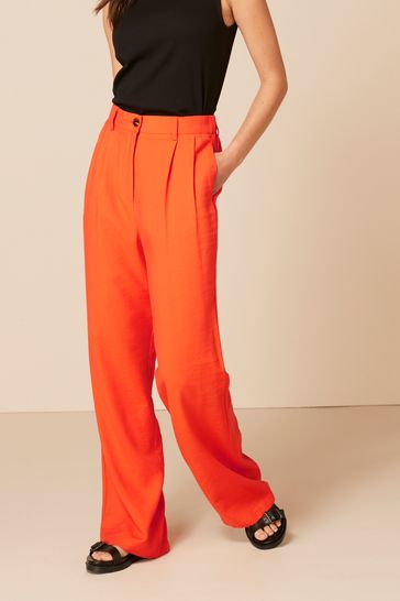 Buy Orange Tailored Elastic Back Wide Leg Trousers from Next Ireland
