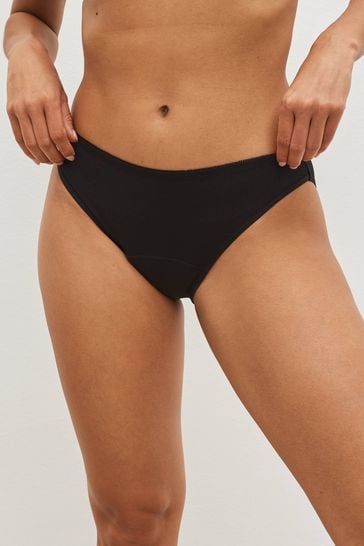 Black High Leg Medium Flow Essential Period Knickers