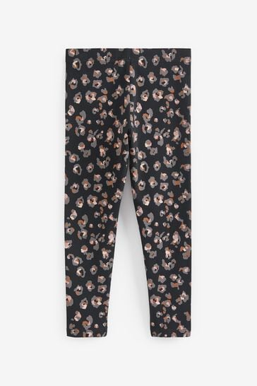 Buy Black Grey Neutral Animal Print Zebra Print Leggings 5
