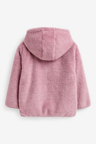 Buy Pink Teddy Borg Fleece Jacket Zip Hoodie (3-16yrs) from Next Spain