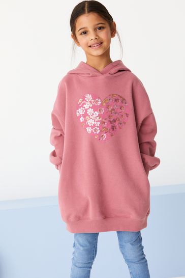 Buy Pink Sequin Heart Longline Hoodie 3 16yrs from Next Austria