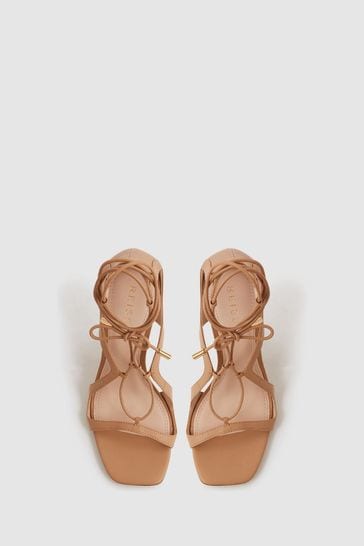Reiss Biscuit Kate Leather Strappy High Heel Sandals