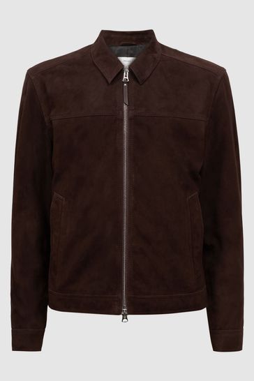 Reiss espresso outlet suede jacket
