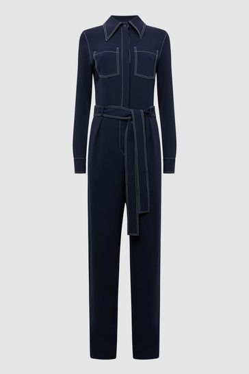Navy fitted jumpsuit new arrivals