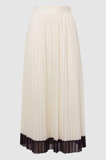 White pleated midi outlet skirt uk