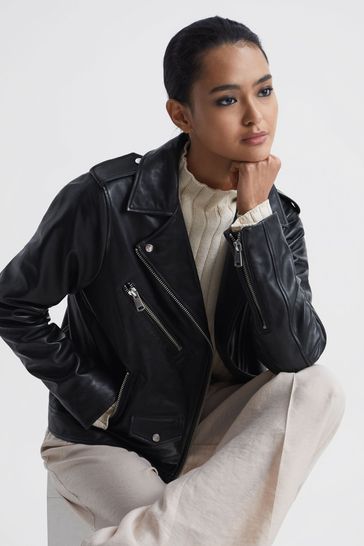 Mango esther leather jacket discount