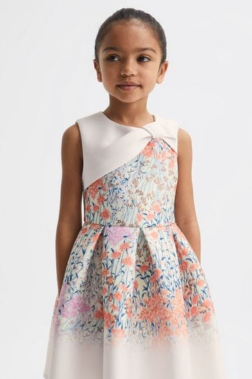 Reiss Pale Pink Emily Junior Scuba Floral Printed Dress