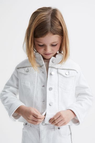 White denim deals jacket girls