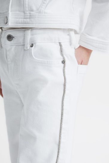 Reiss White Nala Junior Sparkle Stripe Jeans