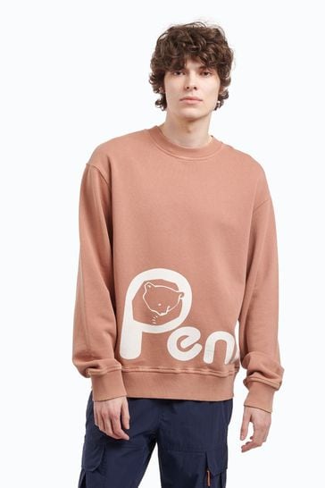 Penfield Orange Large Bear Print Acid Wash Sweatshirt