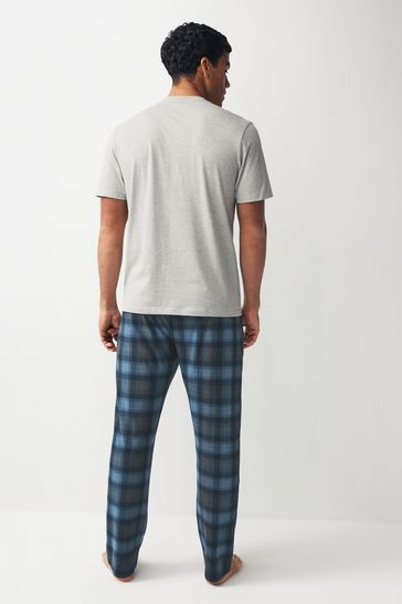 Buy Grey Blue Check Motionflex Cosy Pyjamas Set from Next USA