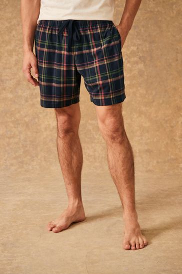 Buy Cream Navy Blue Check Motionflex Cosy Short Pyjamas Set from