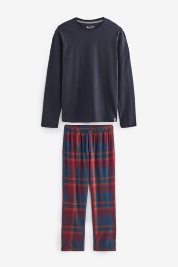 Navy Blue Red Check Motionflex Cosy Pyjamas Set