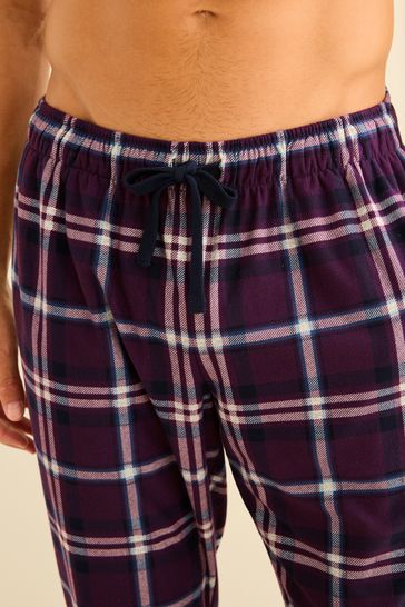 Plum Purple Check Motionflex Cosy Pyjama Bottoms