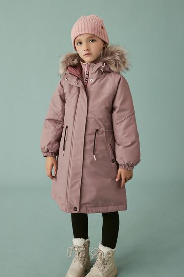 Ladies pink parka hotsell coat