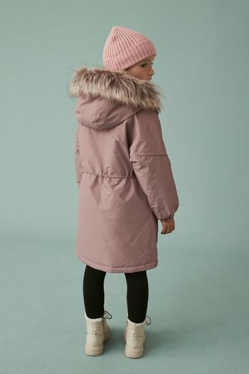 Ladies pink parka hotsell coat