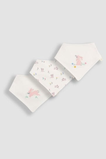 JoJo Maman Bébé Pink Bunny 3-Pack Cotton Baby Dribble Bibs