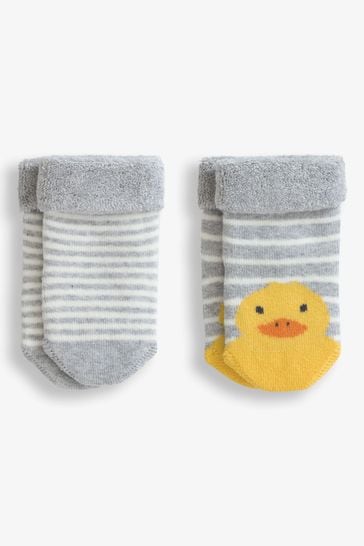 Pack de 2 pares de calcetines grises de patos para bebés de JoJo Maman Bébé